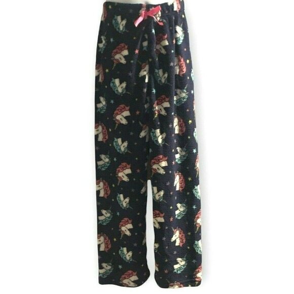 Bobbie Brooks Girls Plush PJ Lounge Pants Size M 7/8 Navy Blue Unicorn Print - Picture 2 of 9